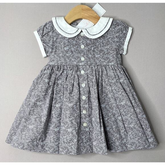 WELL DRESSED WOLF Gray Floral Short Sleeve Party Dress NWT Girls 18 Mo - Picture 1 of 6